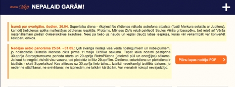 ASTRO VIP jaunā iespēja - NEDĒĻAS ASTRO PANORĀMA